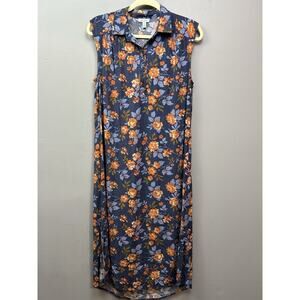 Susina Shirt Dress Womens Small‎ Sleeveless Casual Blue Summer Flowy Relaxed